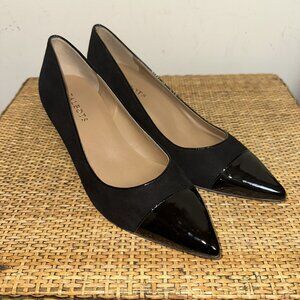 Talbots Diane 2 Black Suede Patent Toe Trim Heel Glam Black Tie